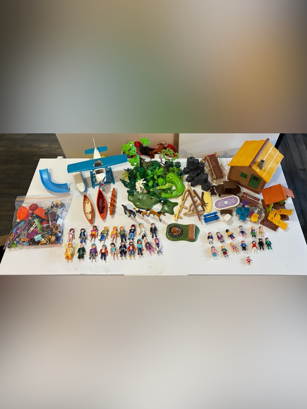MASSIVE Mixed Lot Of PlayMobil Sets/Figures/Loose - Adventure Playground / Cabin